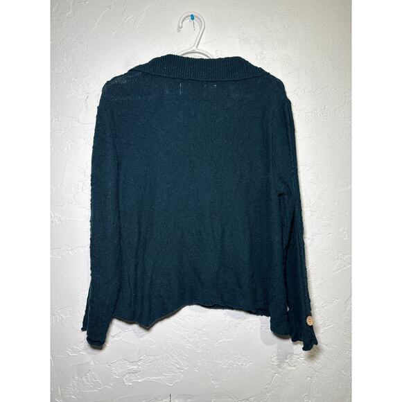 Habitat blue asymmetrical button front sweater womens large grunge‎ lagenlook - Picture 6 of 9